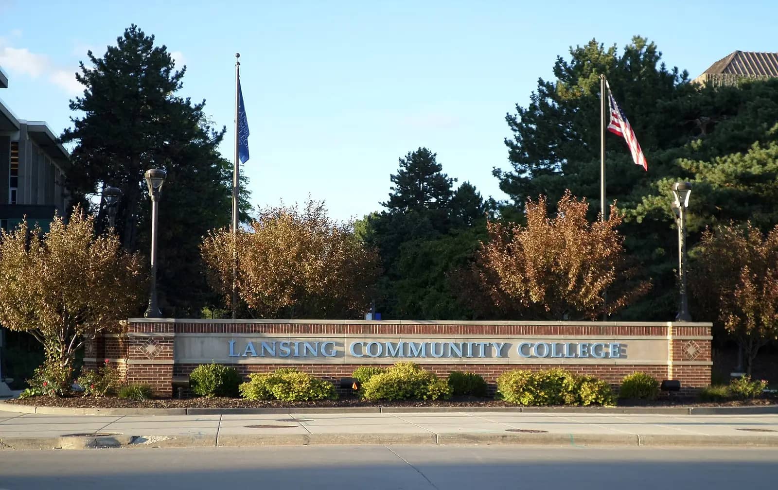 Lansing Community College campus — The entrance sign for Lansing Community College, located along W. Shiawassee St, Lansing, MI.